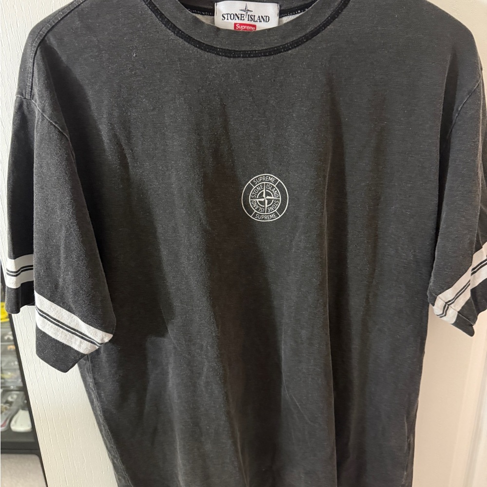Stone Island x supreme Charcoal Short Sleeve Tee